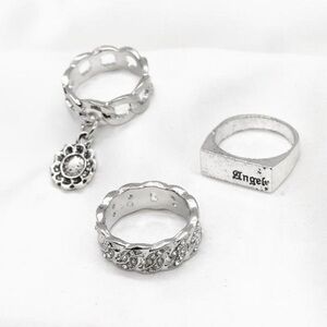 Silver Chain Ring Set